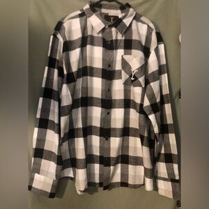 Men’s YellowStone Black and White Buffalo Plaid Button-Up Shirt ~ 2XL